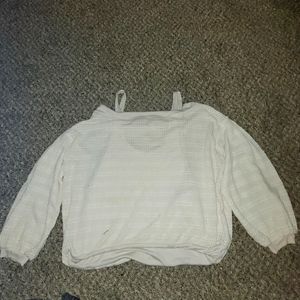 FREE PEOPLE Cream long sleeve off the shoulder knit  crop top size small